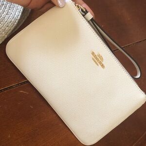 Coach Cream Wristlet Clutch